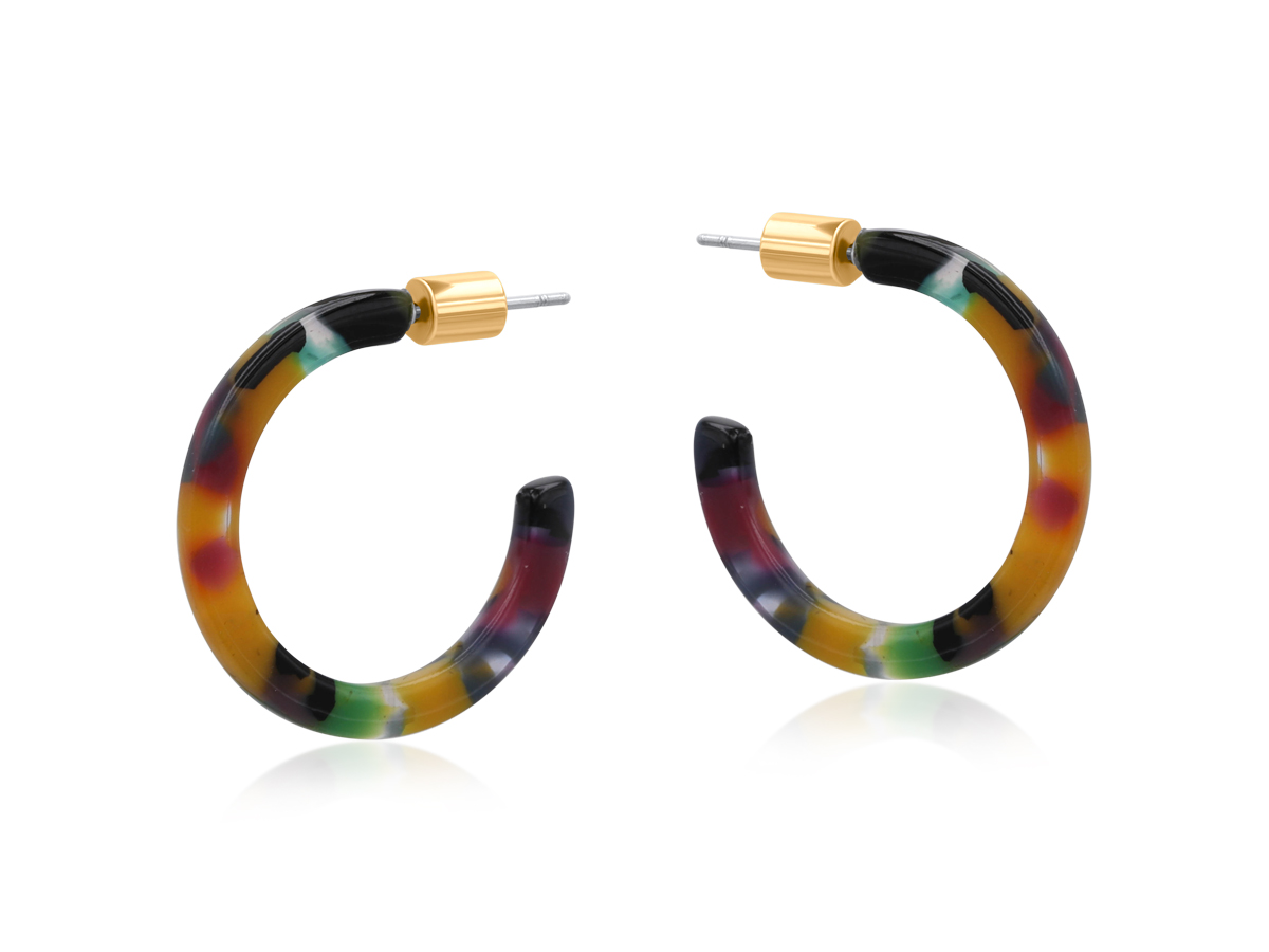 Picture of PURPLE GREEN  LIVIA THIN RESIN HOOP EARRINGS