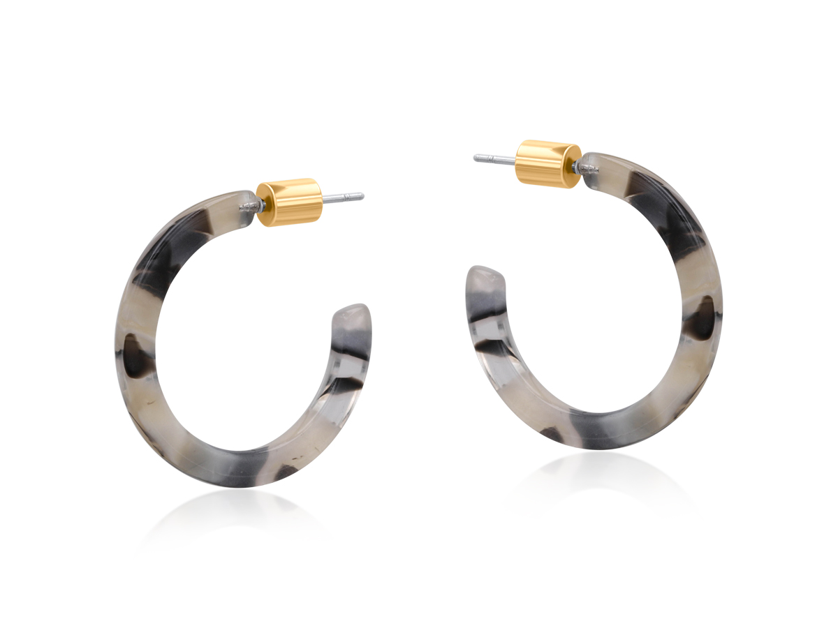 Picture of GREY BEIGE  LIVIA THIN RESIN HOOP EARRINGS