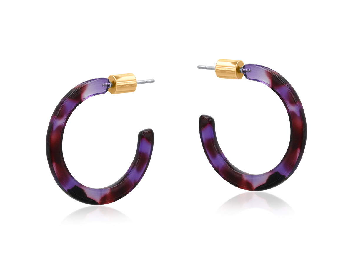 Picture of BLUE BLACK  LIVIA THIN RESIN HOOP EARRINGS