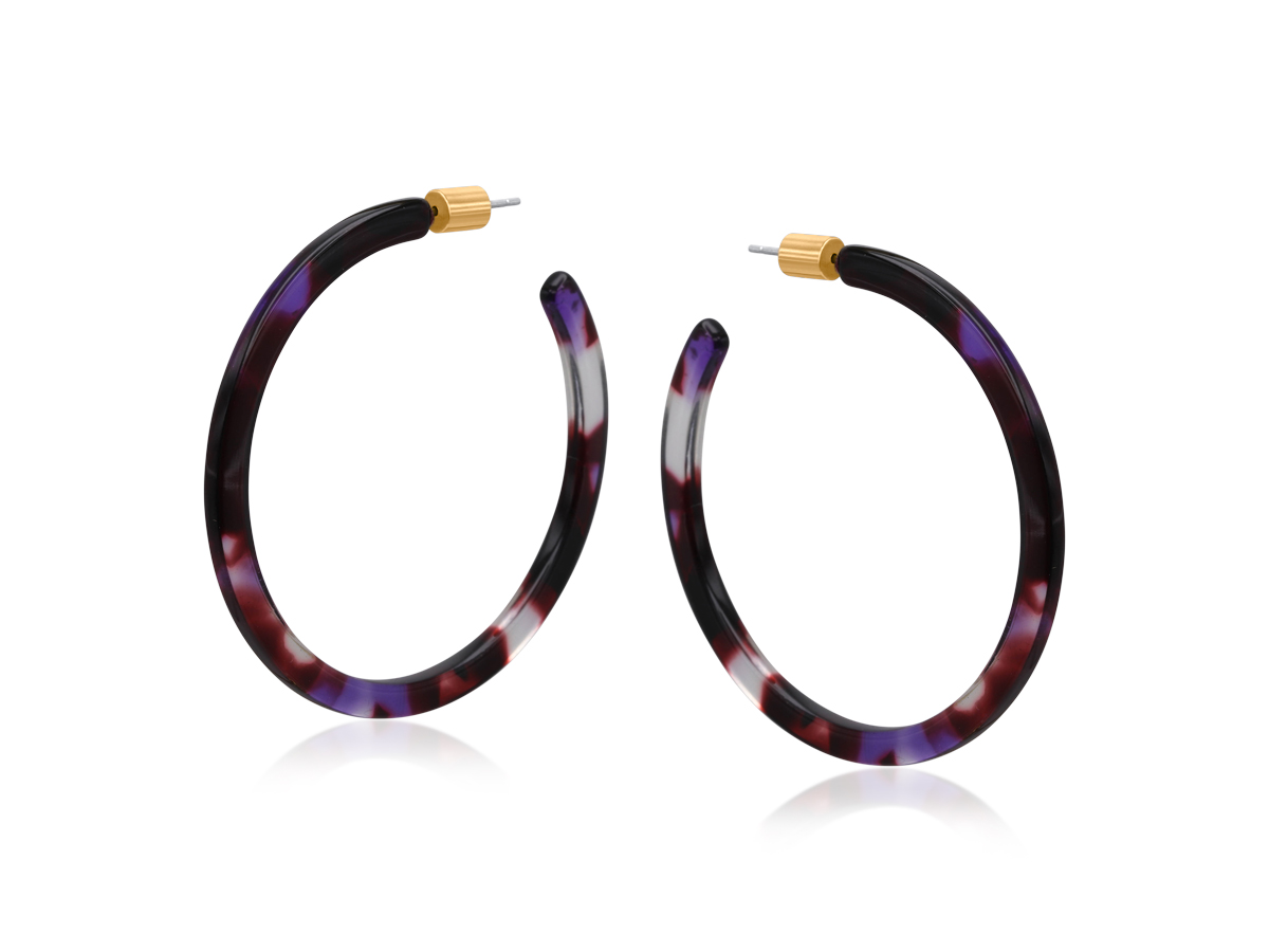 Picture of BLUE BLACK  LIVIA RESIN STATEMENT HOOP EARRINGS