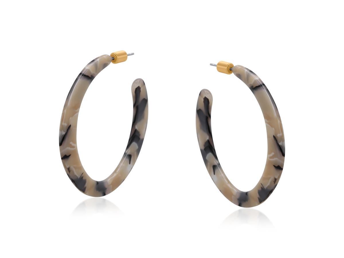 Picture of GREY BEIGE  LIVIA RESIN STATEMENT CUT OUT HOOP EAR