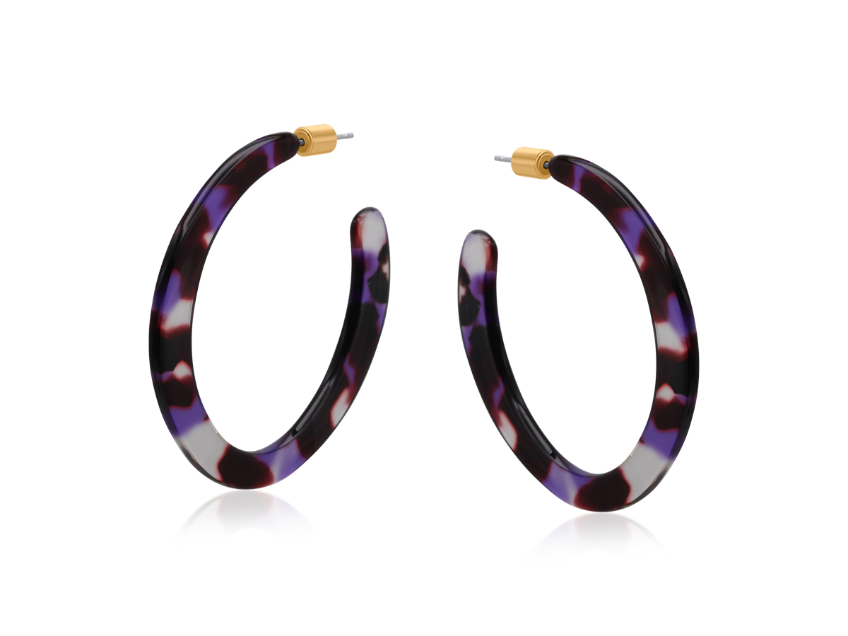 Picture of BLUE BLACK  LIVIA RESIN STATEMENT CUT OUT HOOP EAR