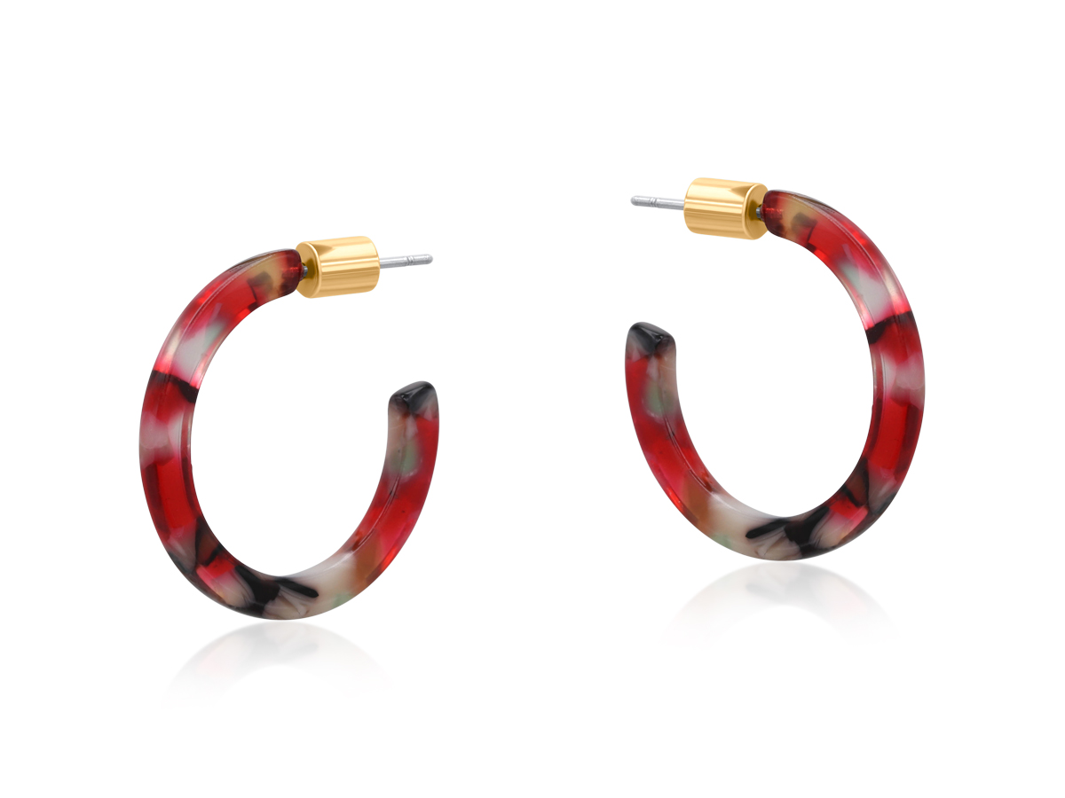 Picture of RED GREEN  OCTAVIA THIN RESIN HOOP EARRINGS
