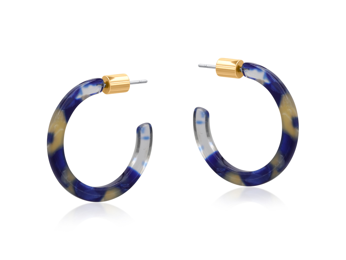 Picture of BLUE TAUPE OCTAVIA THIN RESIN HOOP EARRINGS