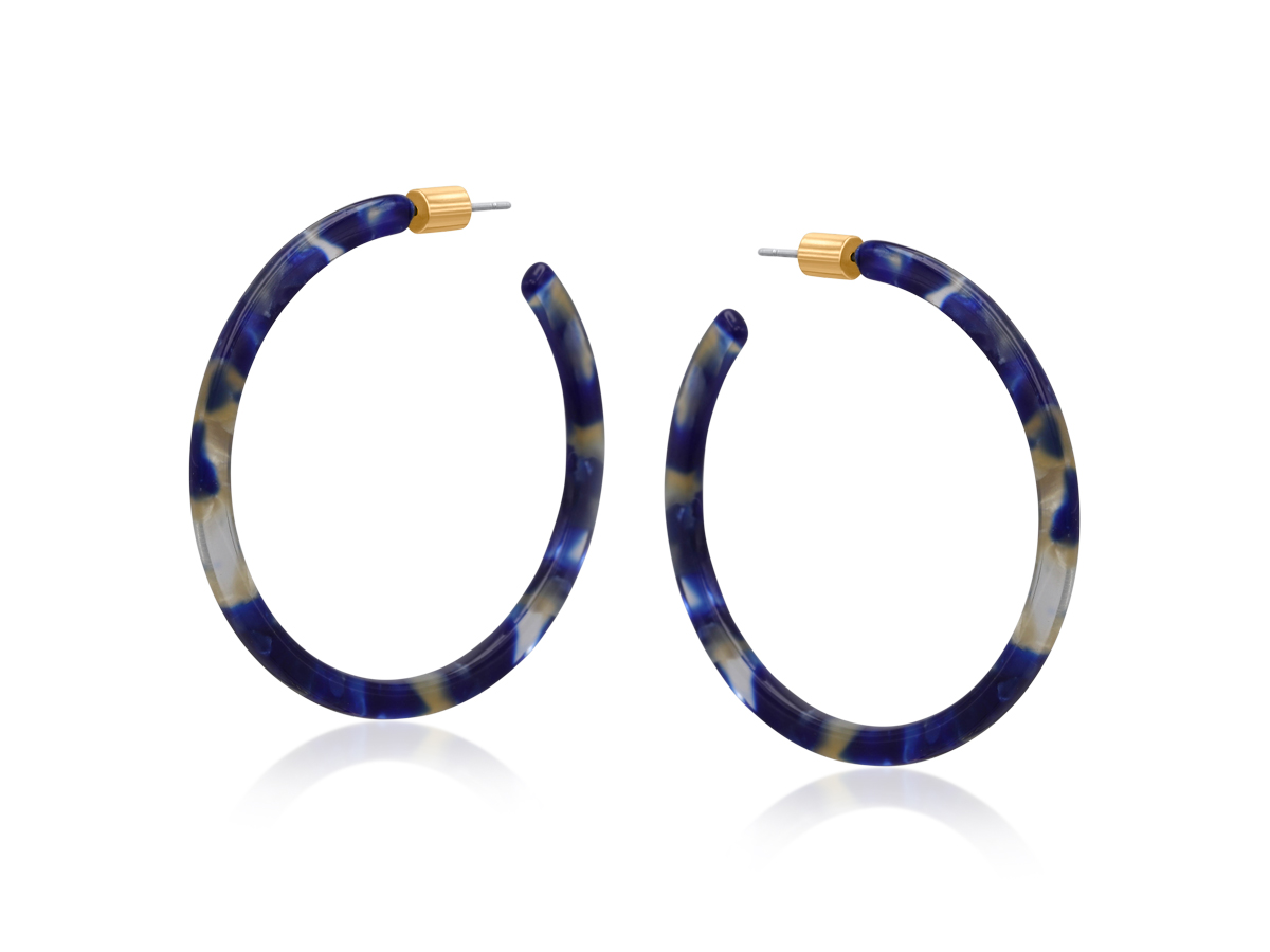 Picture of BLUE TAUPE OCTAVIA RESIN STATEMENT HOOP EARRINGS