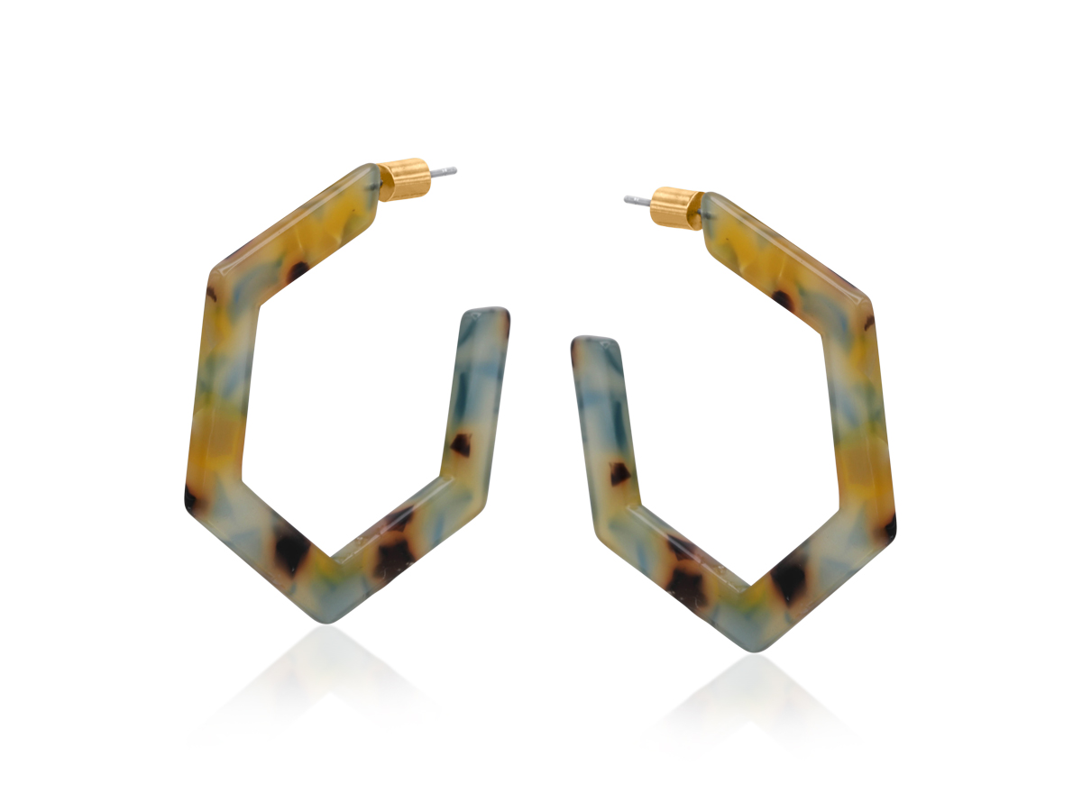Picture of RUST  OCTAVIA RESIN HEXAGON STATEMENT HOOP EARRING