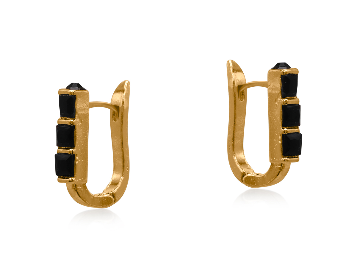 Picture of GOLD BLACK SIRENS TAIL HUGGIES EARRINGS