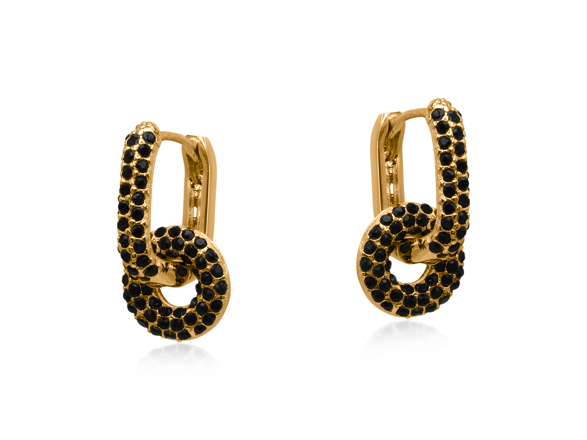 Picture of GOLD BLACK SIRENS GEMS HUGGIES EARRINGS