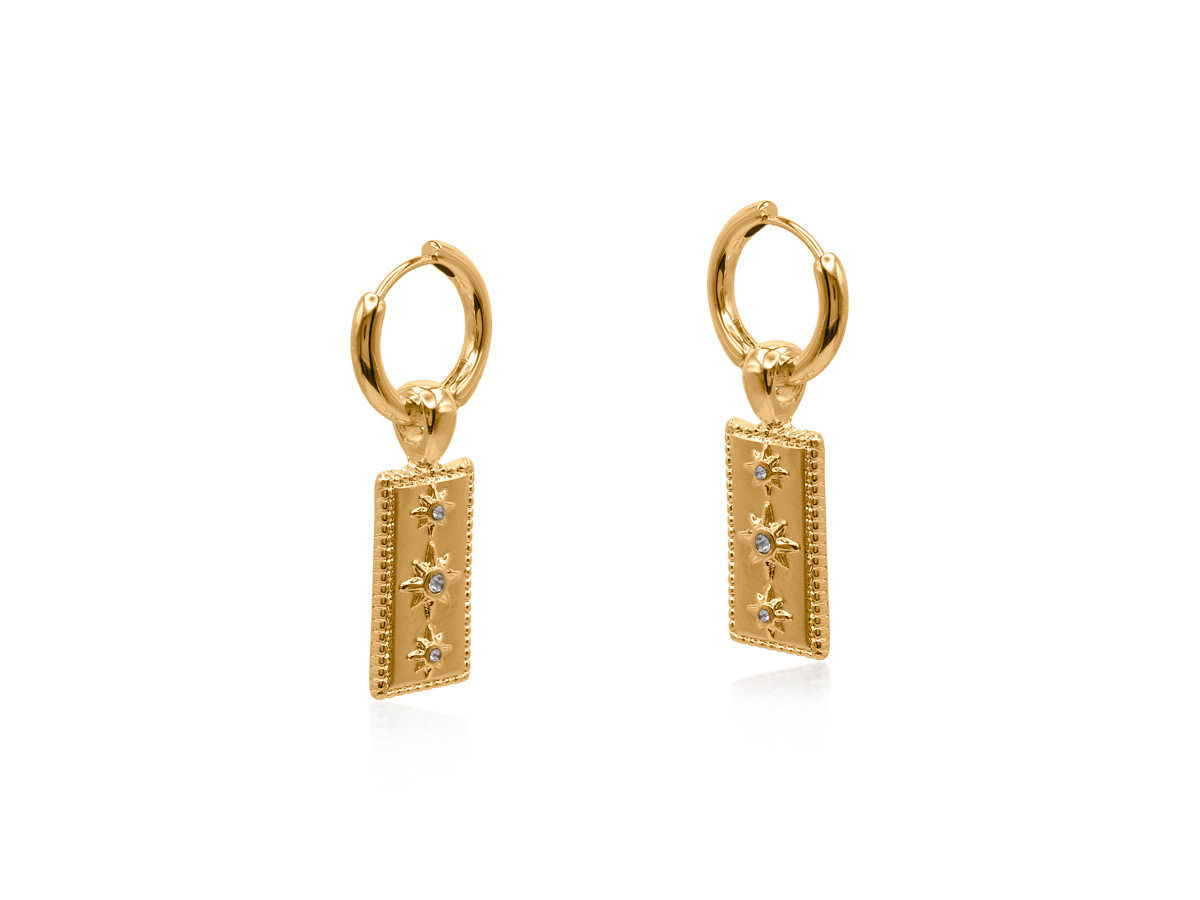 Picture of GOLD SIRENS CHARMS HUGGIES EARRINGS