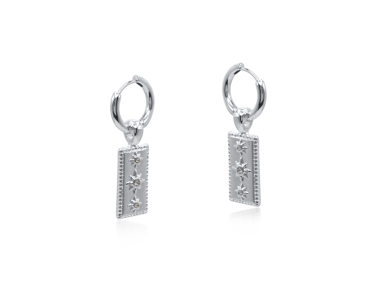 Picture of SILVER  SIRENS CHARMS HUGGIES EARRINGS