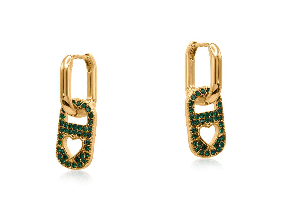 Picture of EMERALD  SIRENS AMULET HUGGIES EARRINGS