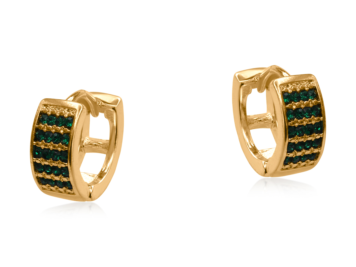 Picture of EMERALD  SIRENS SHIELD HUGGIES EARRINGS