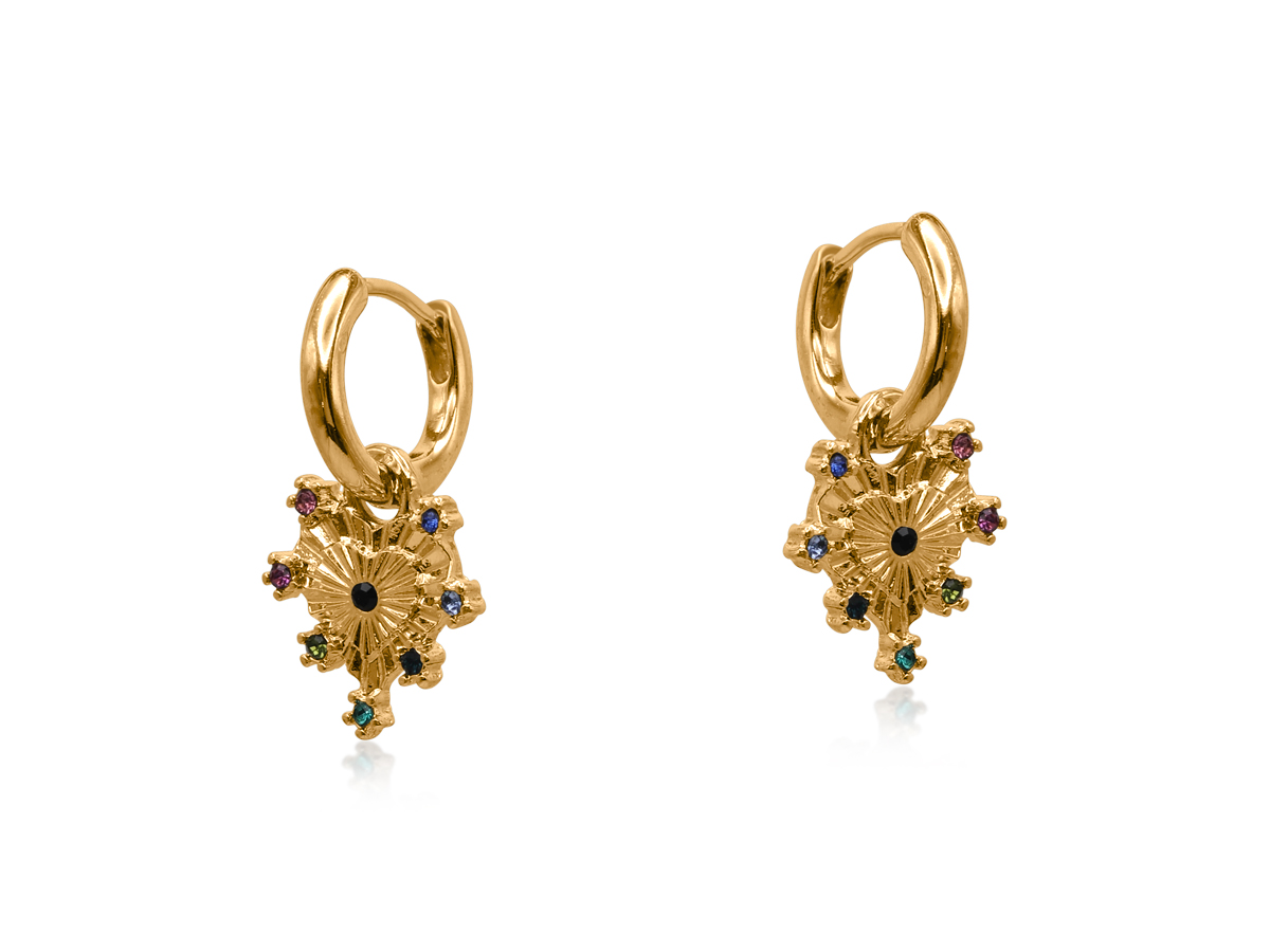 Picture of GOLD SIRENS HEART HUGGIES EARRINGS