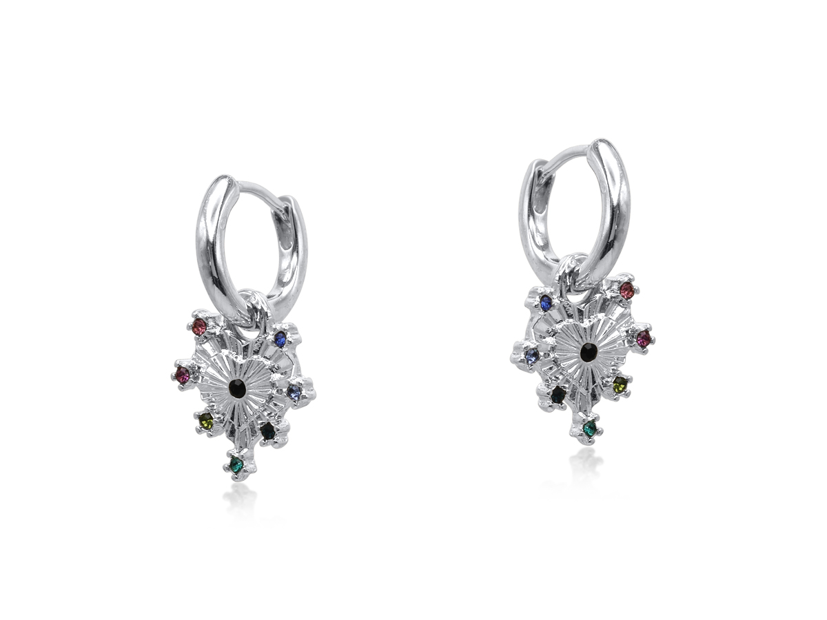 Picture of SILVER SIRENS HEART HUGGIES EARRINGS