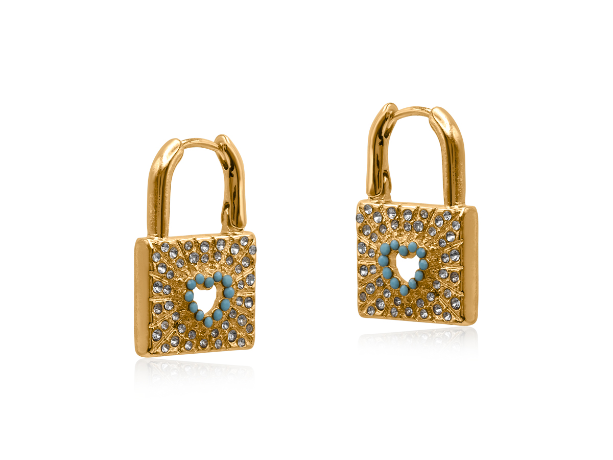 Picture of GOLD SIRENS PADLOCK HUGGIES EARRINGS