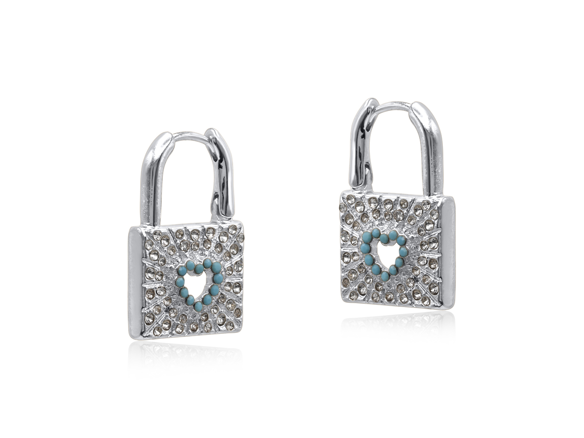 Picture of SILVER SIRENS PADLOCK HUGGIES EARRINGS