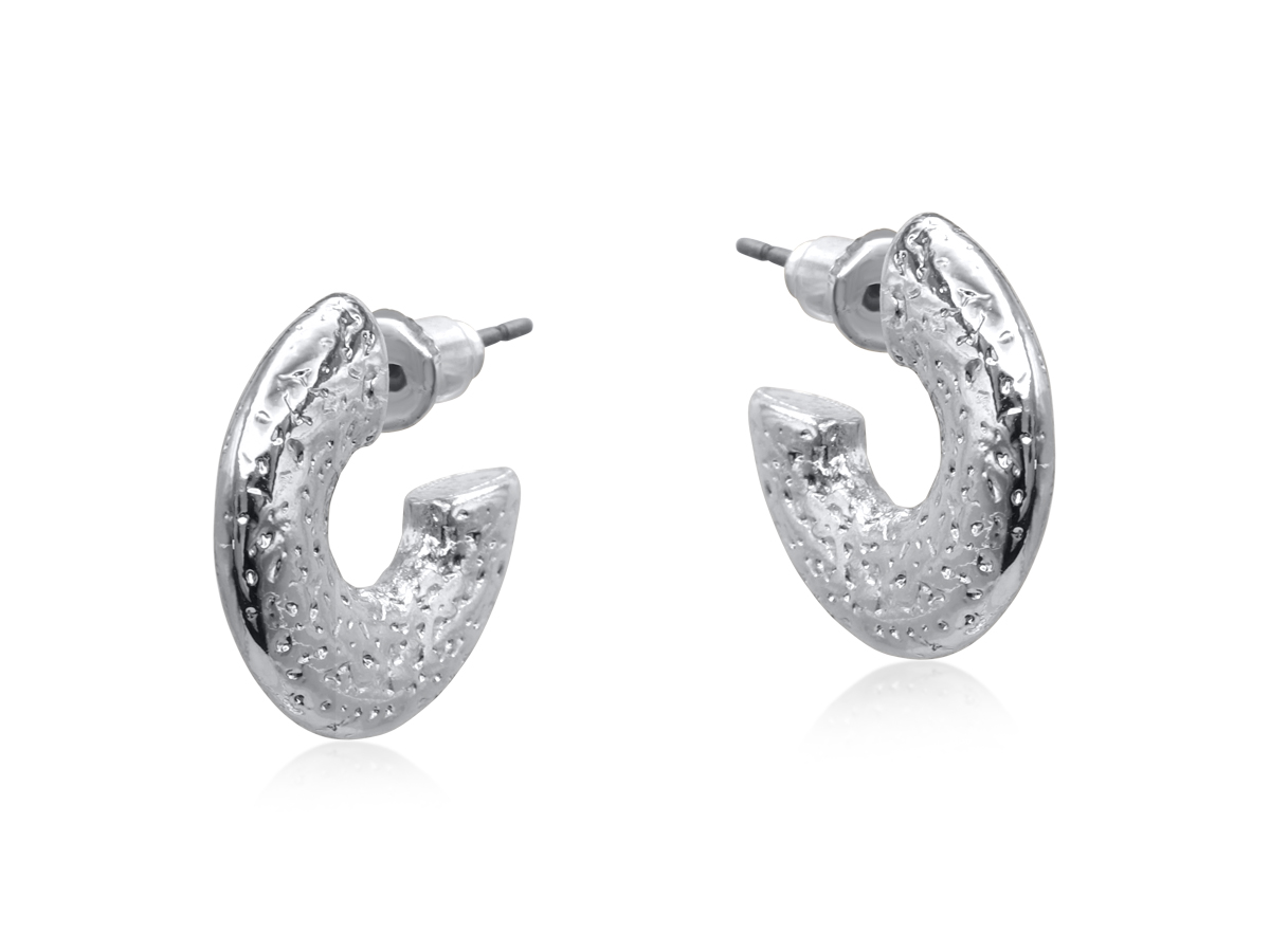 Picture of SILVER BELLAS TEXTURE HOOP EARRINGS
