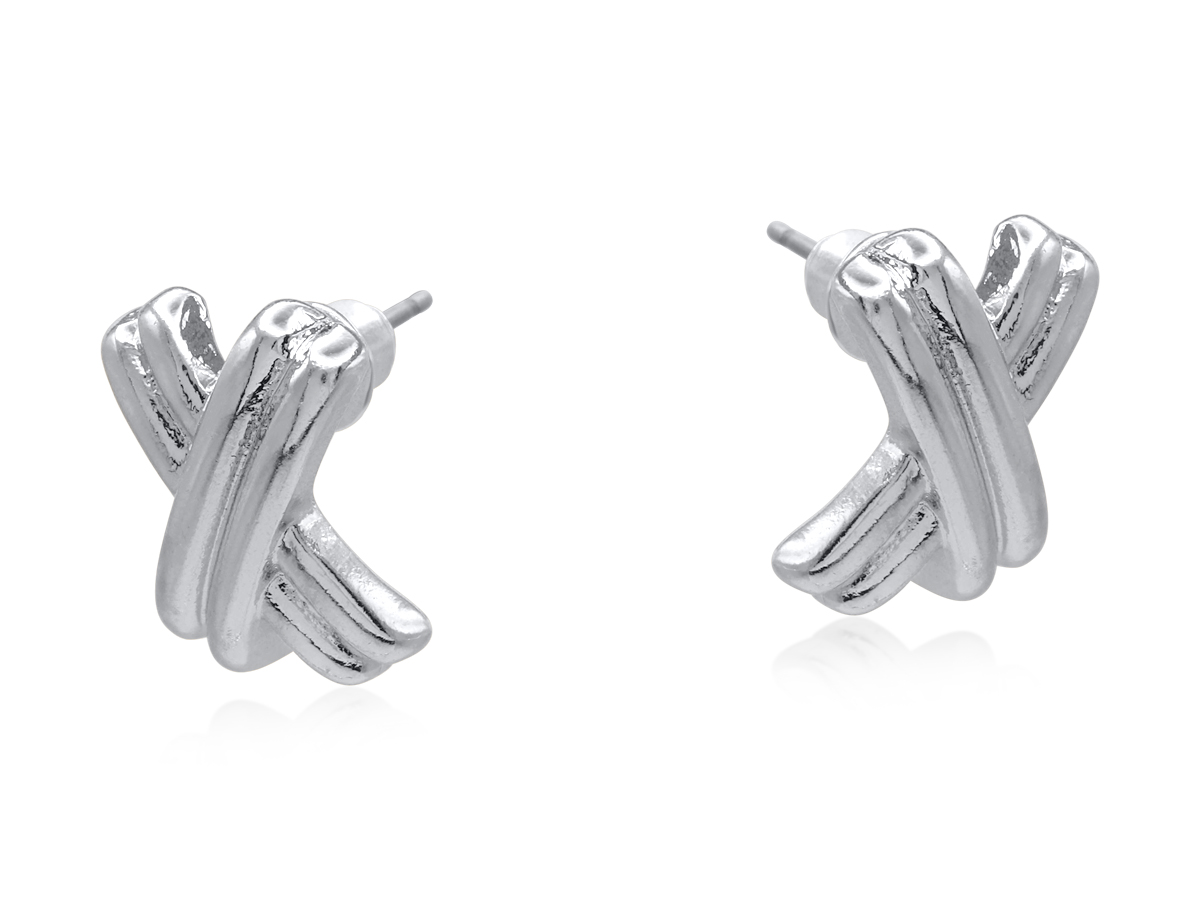 Picture of SILVER BELLAS X SHAPE STUD EARRINGS