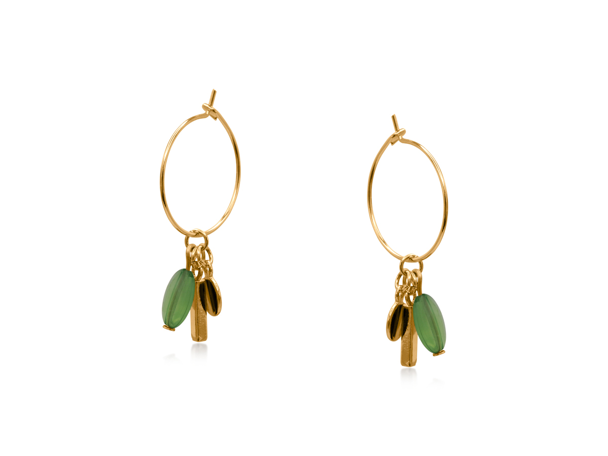 Picture of EMERALD  BELLAS CHARM HOOP EARRINGS