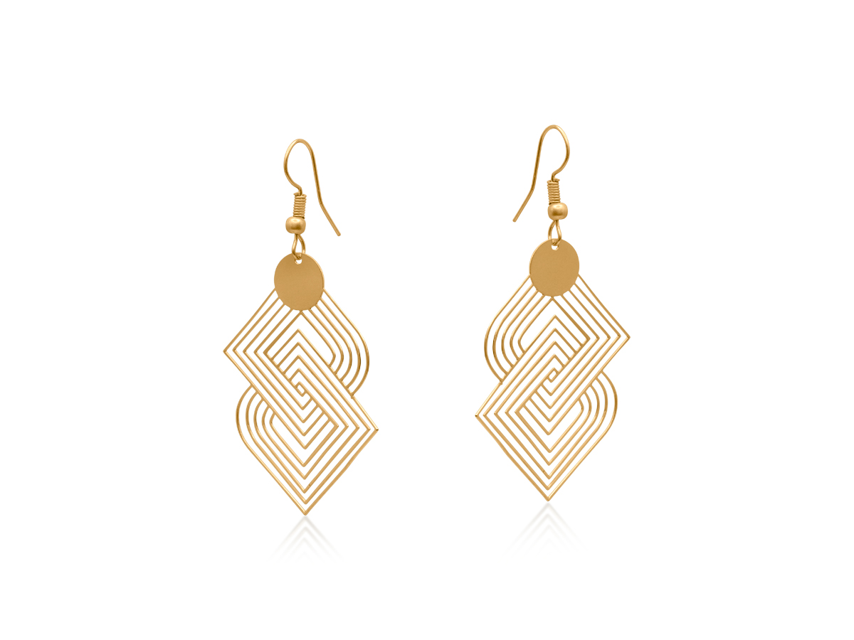 Picture of GOLD SIENA LABYRINTH GEOMETRICAL DANGLE EARRING S