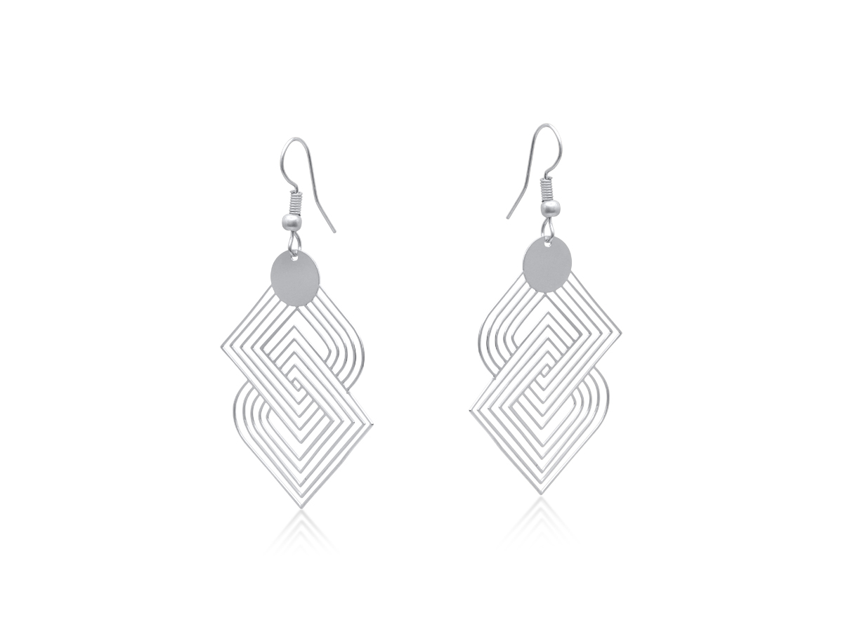 Picture of SILVER SIENA LABYRINTH GEOMETRICAL DANGLE EARRING