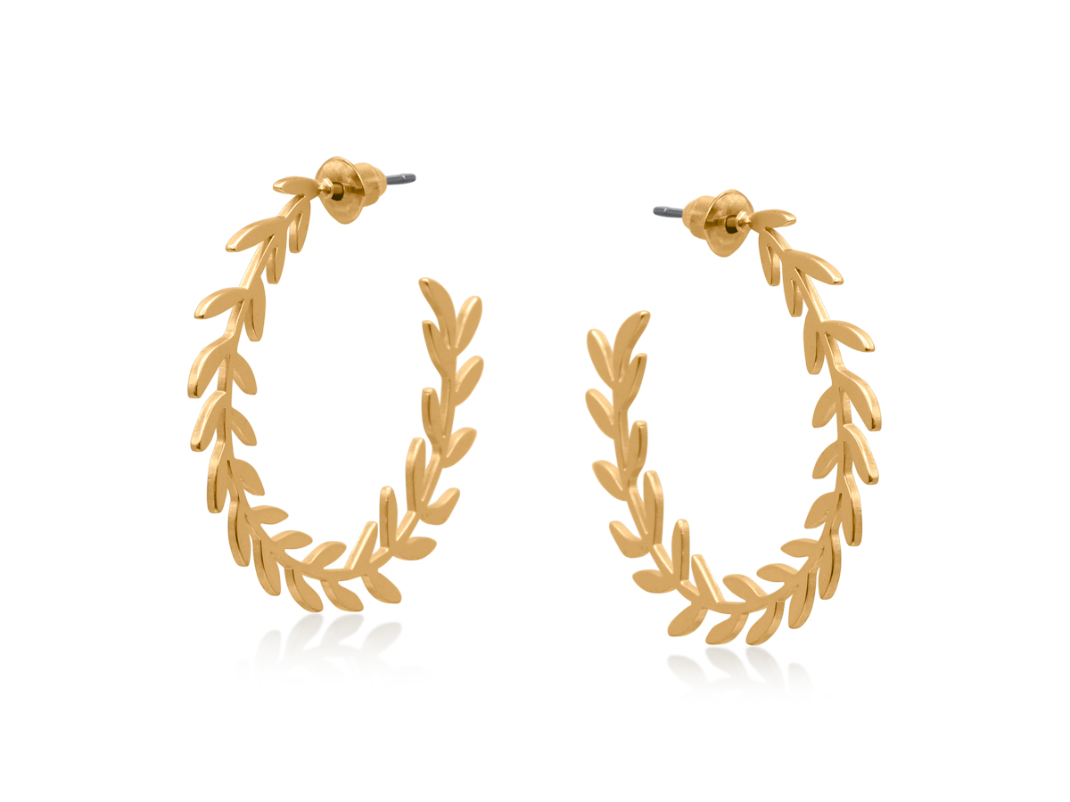 Picture of GOLD SIENA LAUREL VICTORY HOOP EARRINGS