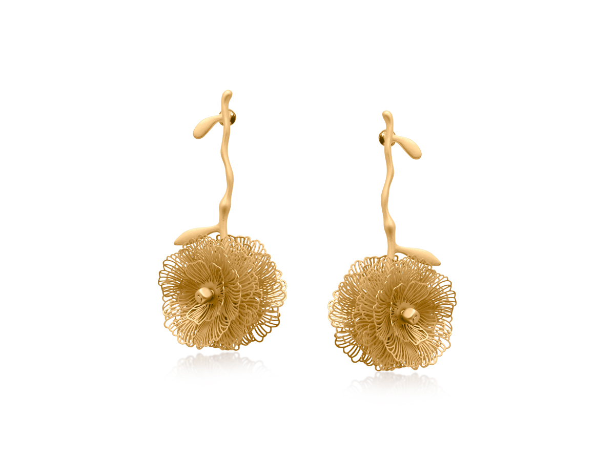 Picture of GOLD SIENA END OF SUMMER BUNCH OF FLOWERS EARRINGS