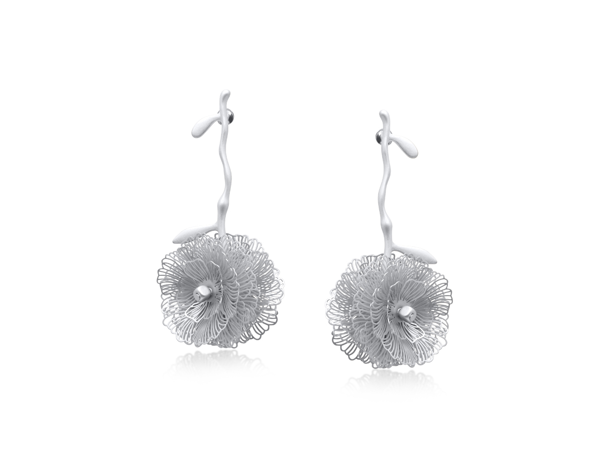 Picture of SILVER SIENA END OF SUMMER BUNCH OF FLOWERS EARRIN