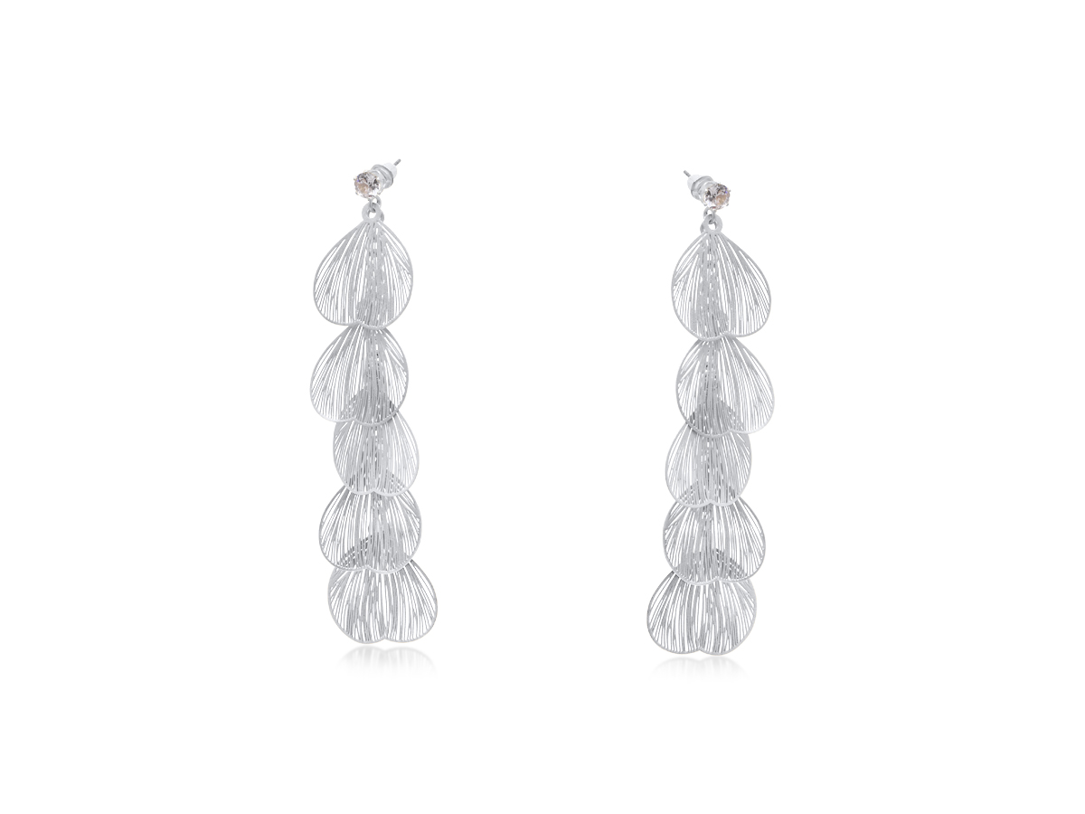 Picture of SILVER MALENA FEATHER LONG DANGLE EARRINGS