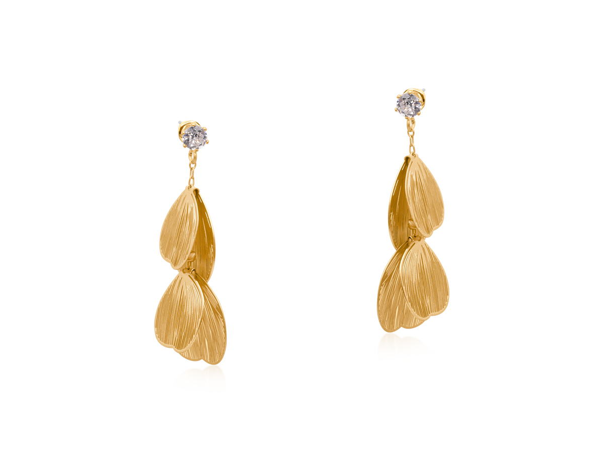 Picture of GOLD MALENA FEATHER DANGLE EARRINGS