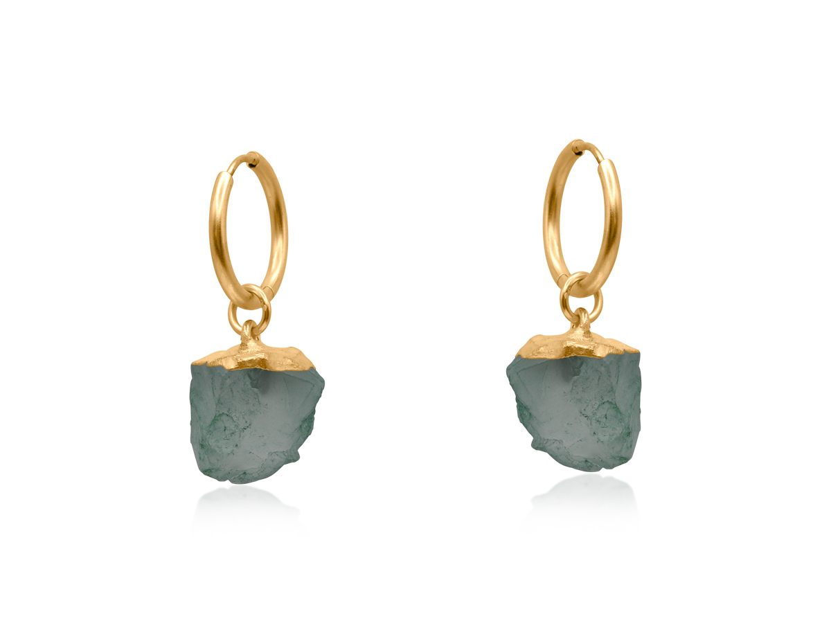 Picture of GREEN BEATRICE DREAM STONE HUGGIES EARRINGS