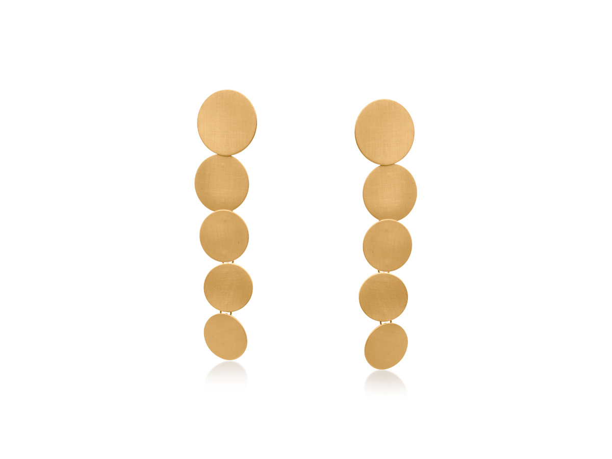 Picture of GOLD BAHIA DISC STATEMENT DANGLE EARRINGS