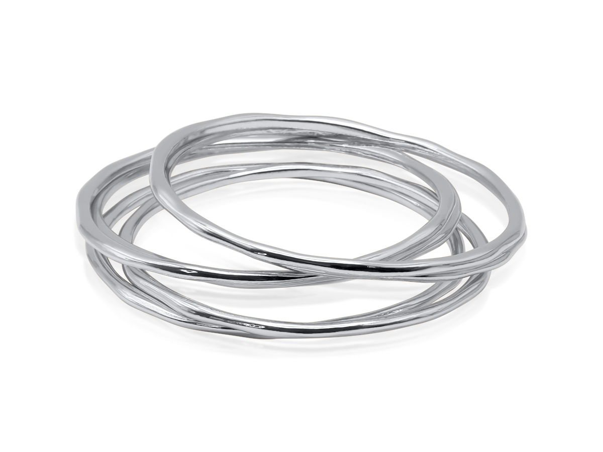 Picture of SILVER BAHIA TEXTURED SET OF BANGLE BRACELETS