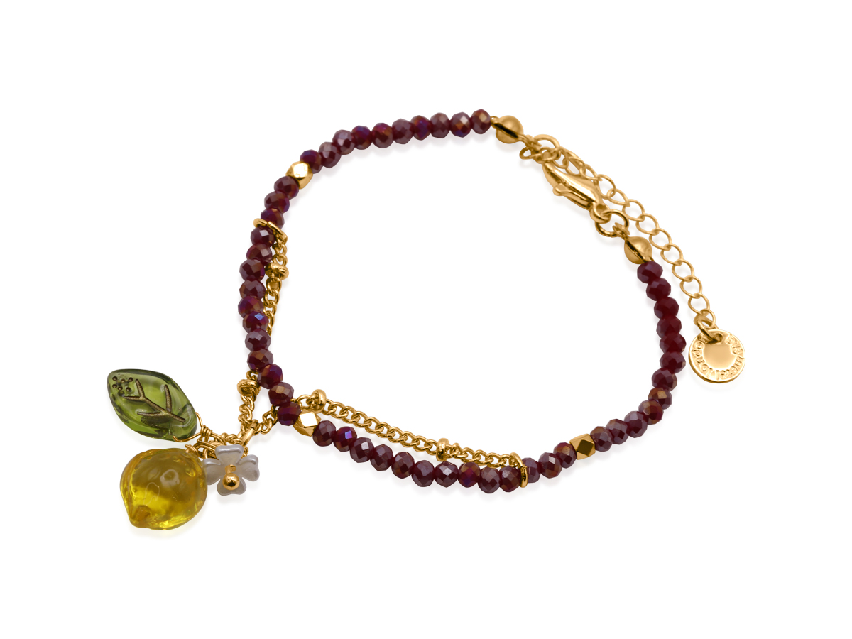 Picture of BURGUNDY SANTORINI LEMON DROP BEADED BRACELET