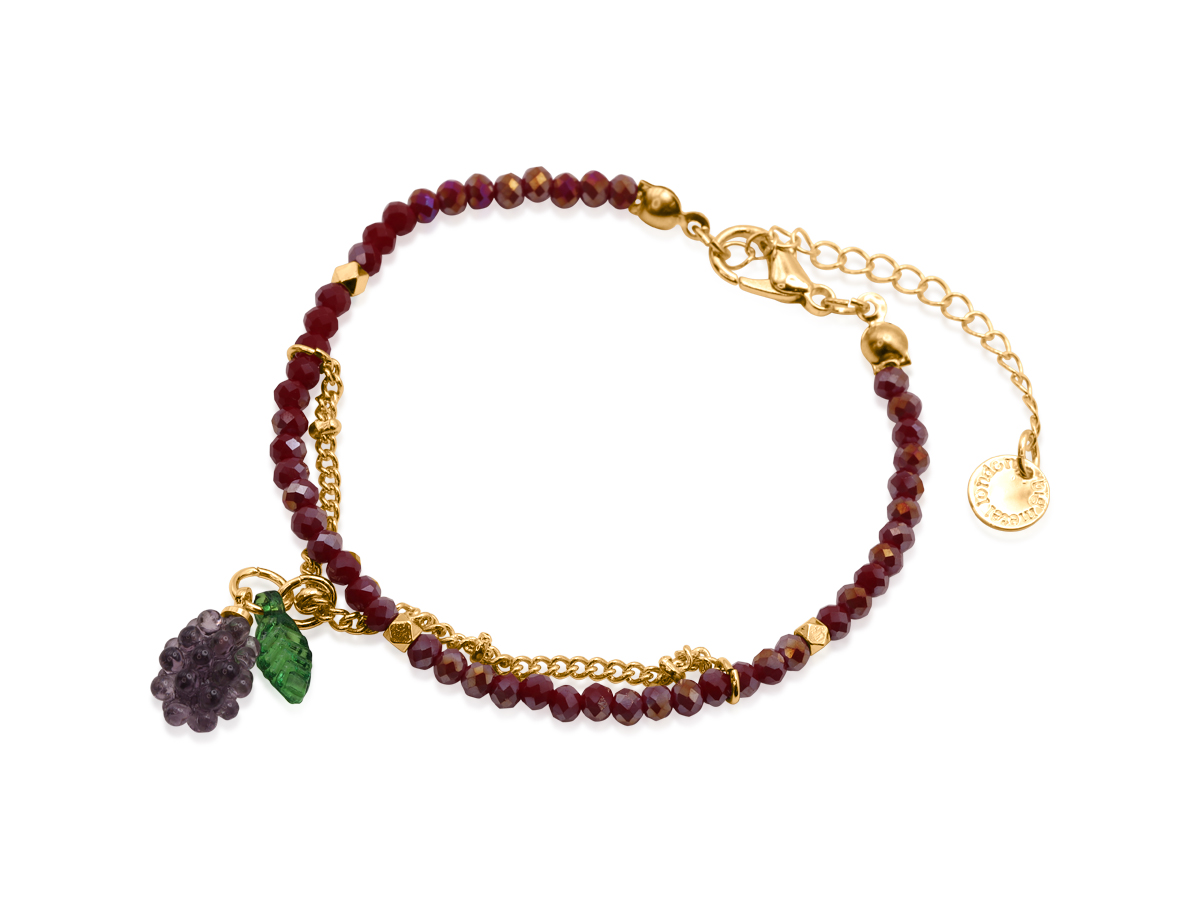 Picture of BURGUNDY DIONISIUS BUNCH OF GRAPES BEADED BRACELET