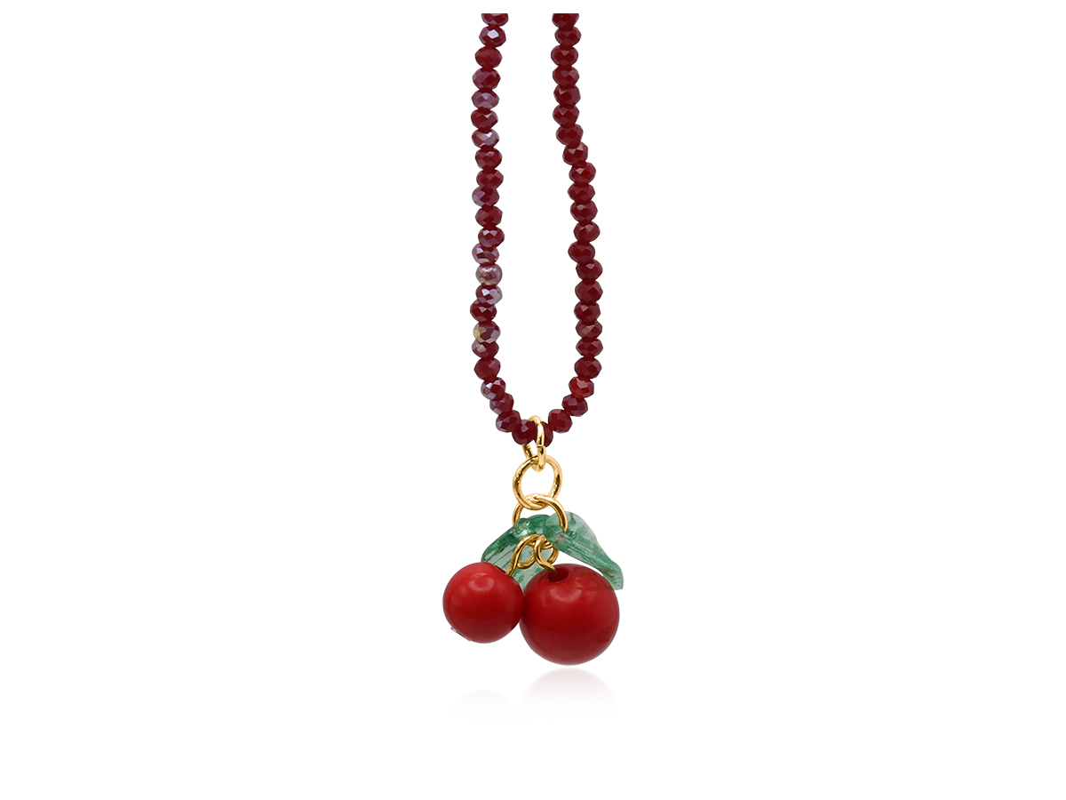 Picture of BURGUNDY HORTENSE SMALL CHERRY BEADED NECKLACE