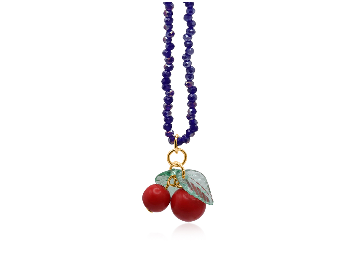 Picture of NAVY HORTENSE SMALL CHERRY BEADED NECKLACE