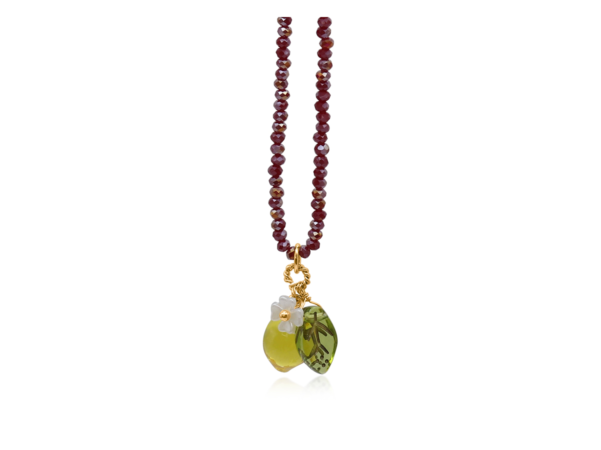 Picture of BURGUNDY SANTORINI LEMON DROP BEADED NECKLACE