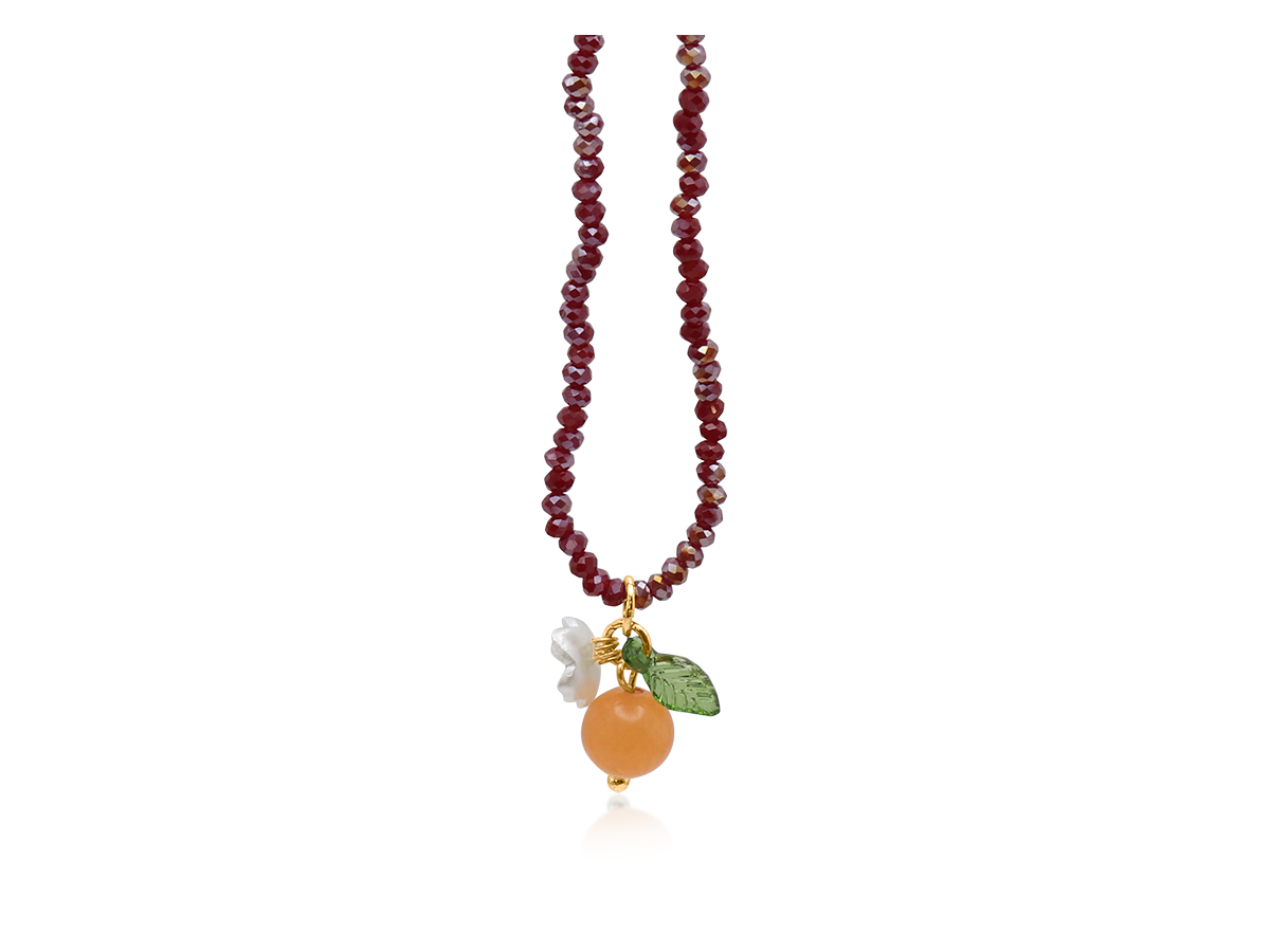 Picture of BURGUNDY MARINA TANGERINE BEADED NECKLACE