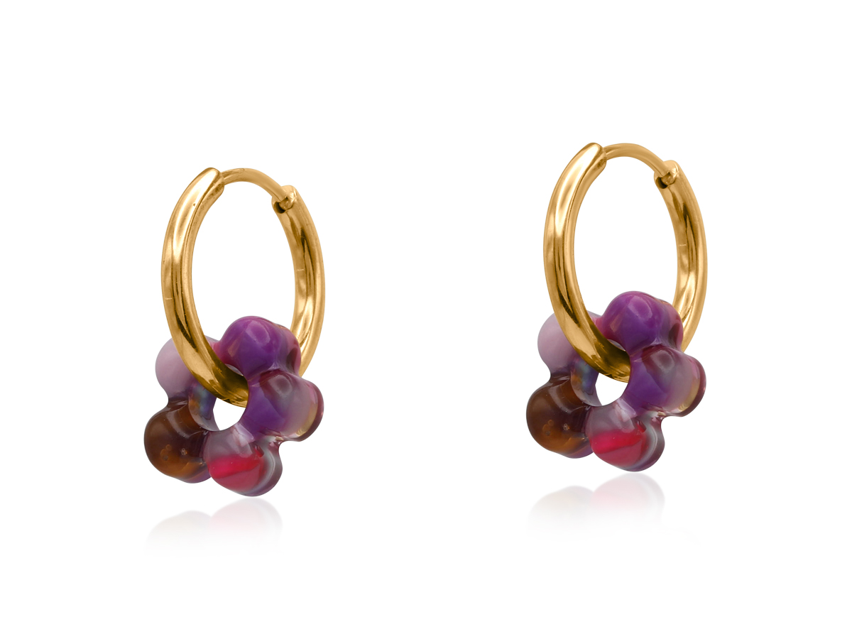 Picture of PINK PURPLE SONYA PETITE RESIN HUGGIES EARRINGS
