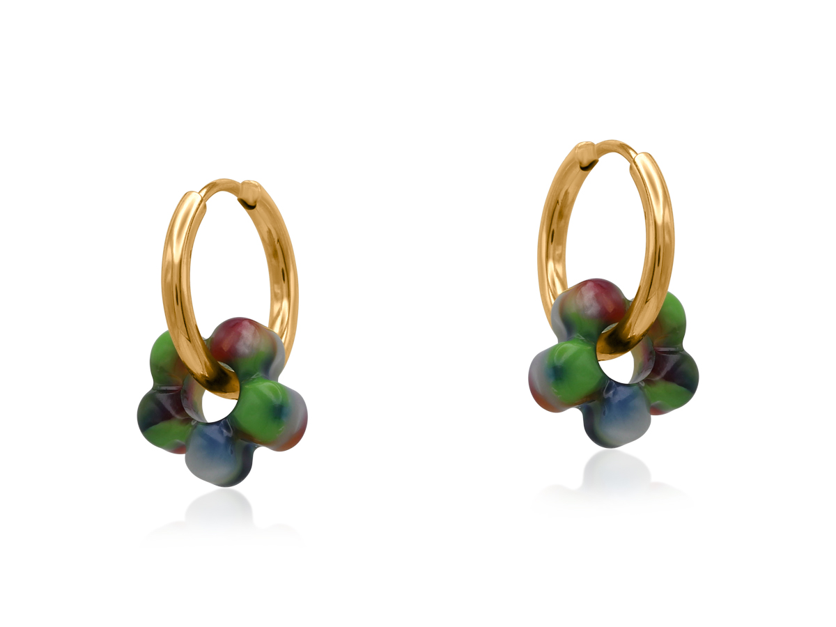 Picture of GREEN ORANGE  SONYA PETITE RESIN HUGGIES EARRINGS