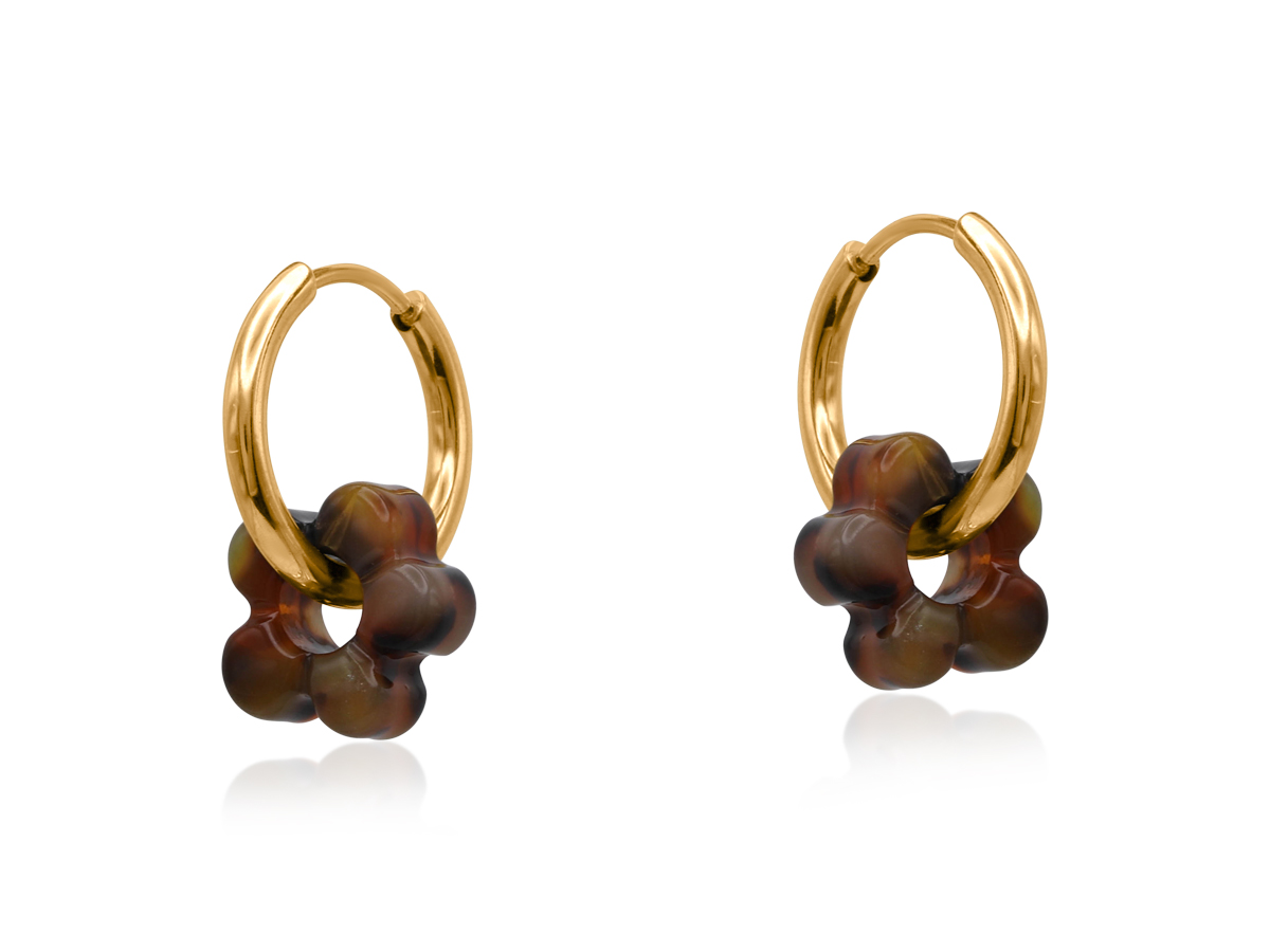 Picture of ORANGE BLACK SYBILLA PETITE RESIN HUGGIES EARRINGS
