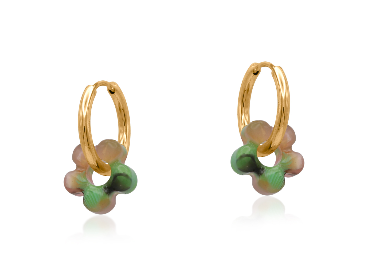 Picture of PINK GREEN  SABINA PETITE RESIN HUGGIES EARRINGS
