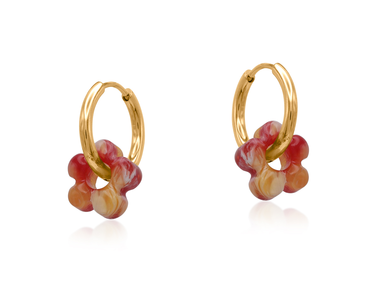 Picture of RED SALAMBO PETITE RESIN HUGGIES EARRINGS