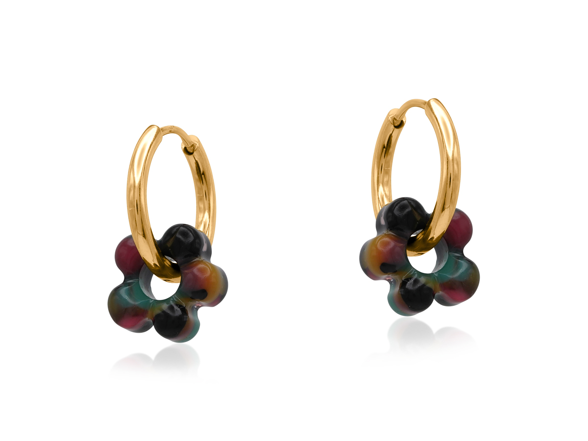 Picture of PURPLE GREEN  SARDINIA PETITE RESIN HUGGIES EARRIN
