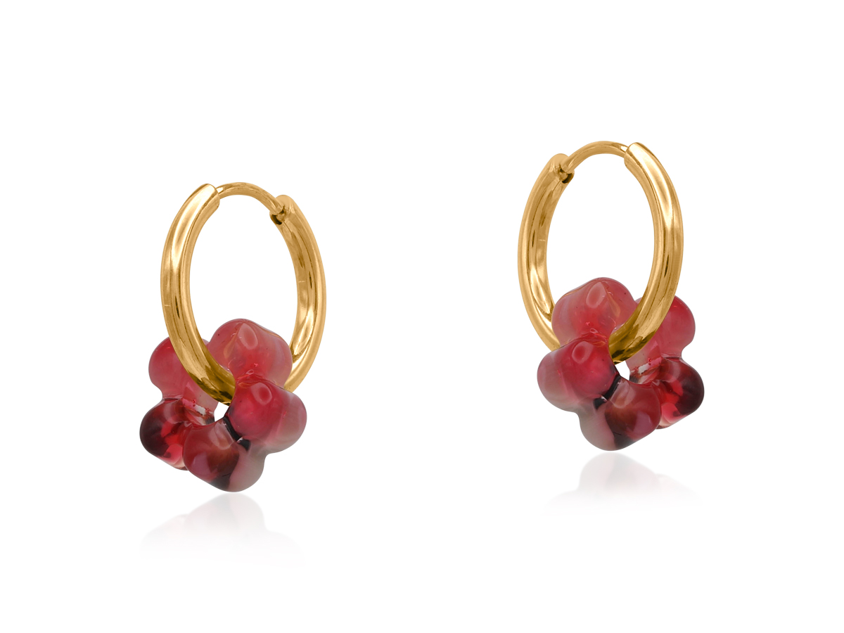 Picture of RED GREEN  SARDINIA PETITE RESIN HUGGIES EARRINGS