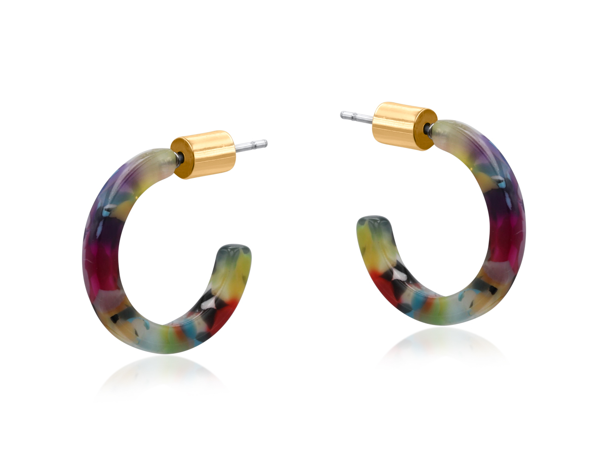 Picture of RED CALLIOPE PETITE HOOP RESIN EARRINGS