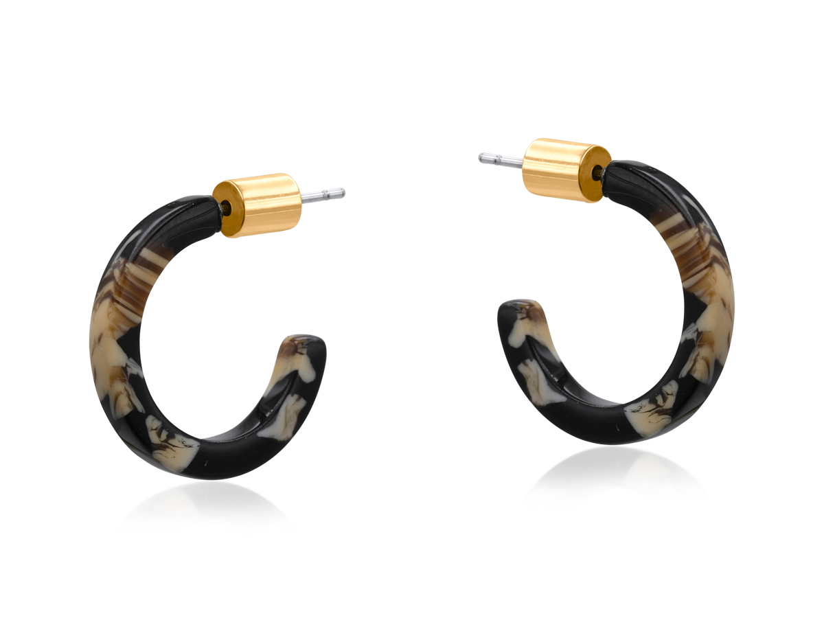 Picture of BEIGE  CALLIOPE PETITE HOOP RESIN EARRINGS