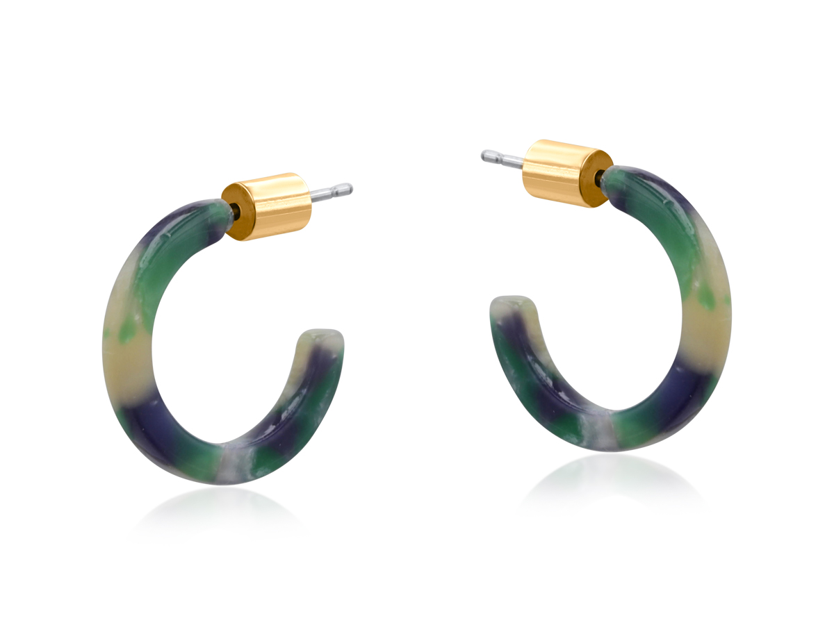 Picture of BLUE  CLIO PETITE HOOP RESIN EARRINGS