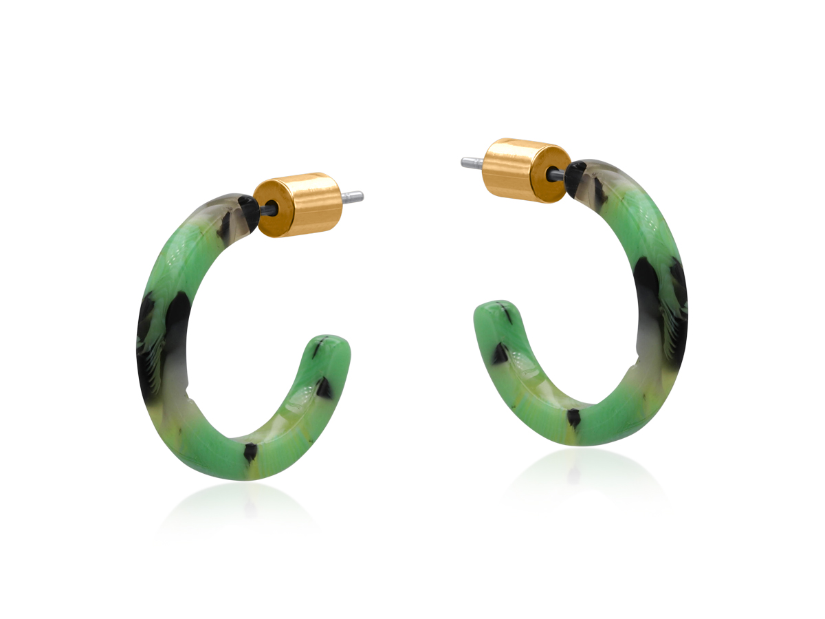 Picture of GREEN  EUTERPE PETITE HOOP RESIN EARRINGS